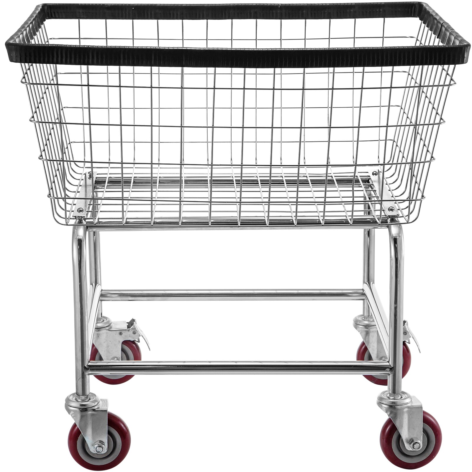 Wire Laundry Cart With Wheels Commercial Steel Chrome Trolley_voghion.com